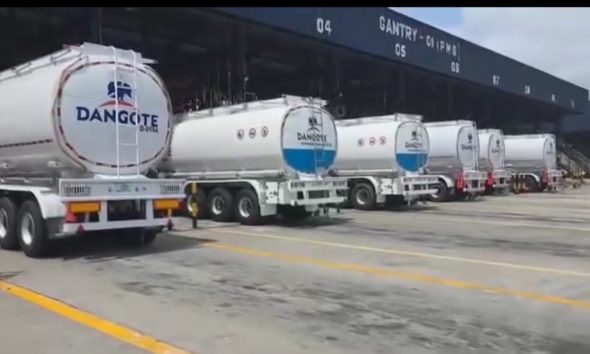 Dangote truck loads patrol products
